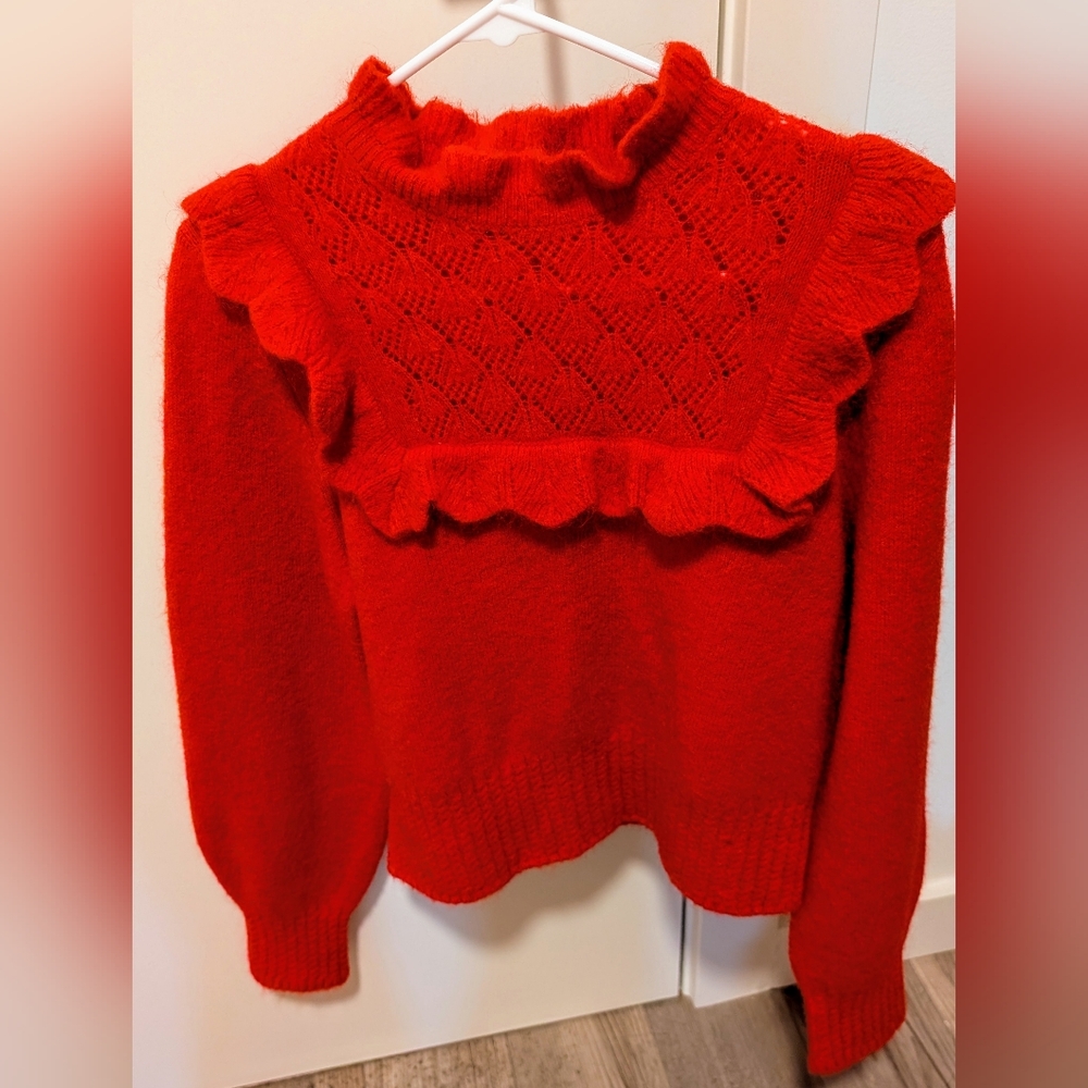 & Other Stories Red Ruffled Sweater